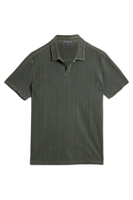 ZION SS JACQUARD GARMENT DYE POLO TARP GREEN 1