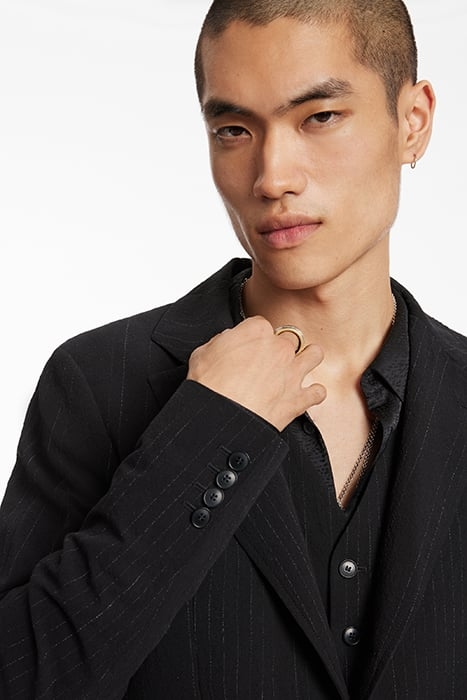 SLIM FIT NOTCH LAPEL JACKET WITH FLAP PO BLACK 3