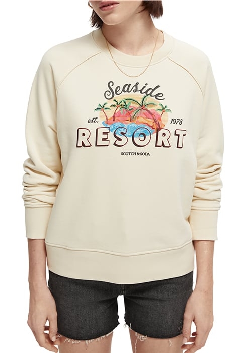 RELAXED-FIT RAGLAN CREW-NECK SWEAT WITH ARTWORK VANILLA 1