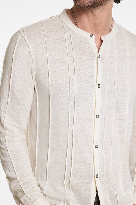 DYCKMAN REGULAR FIT LS BAND COLLAR SHIRT EGG SHELL 3