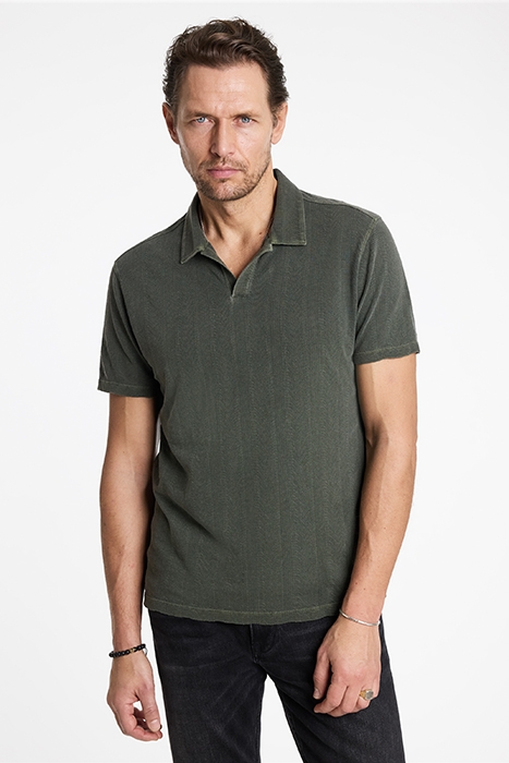 ZION SS JACQUARD GARMENT DYE POLO TARP GREEN 2