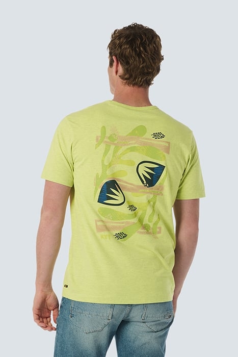 T-SHIRT CREWNECK PLACED PRINTS GARMENT DYED MELANGE LIME 2