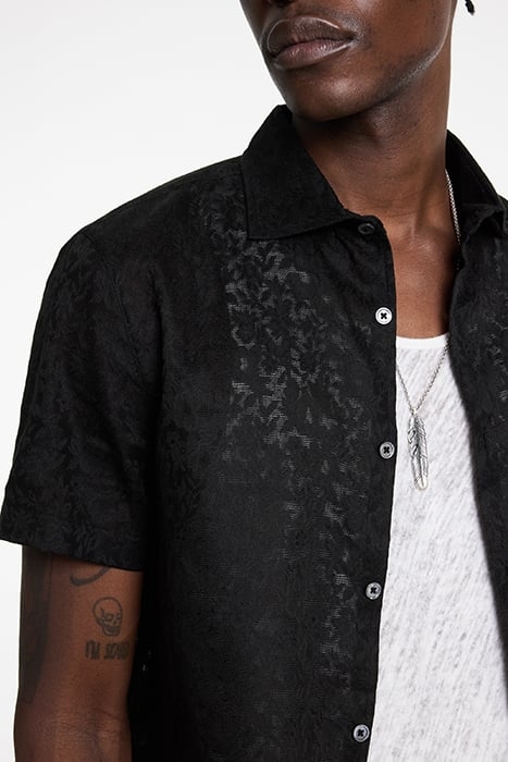 SPREAD COLLAR SHORT SLEEVE SHIRTS BLACK 3