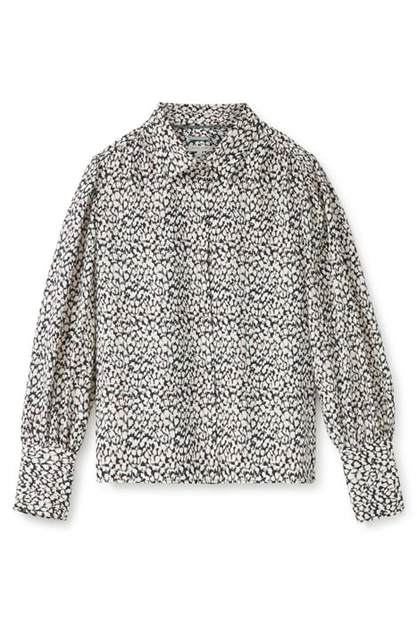 BUTTON UP WITH GATHERS ABSTRACT DOTS 3