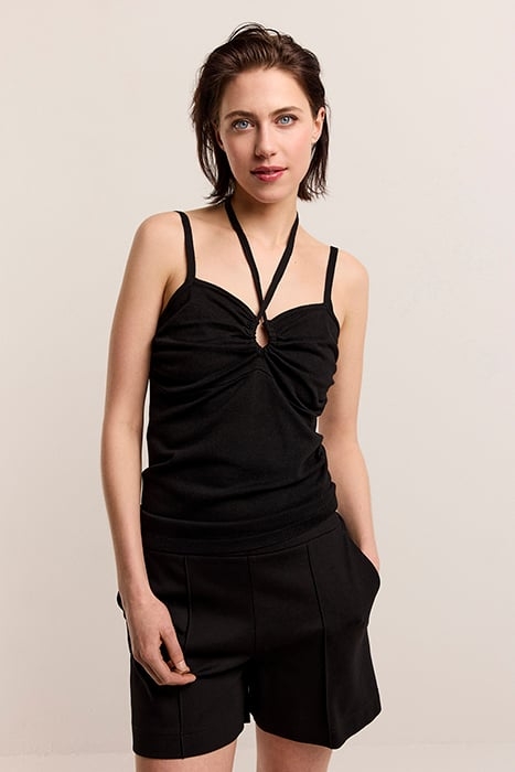 STRAP TOP SOFT VISCOSE POLYAMIDE KNIT BLACK 1