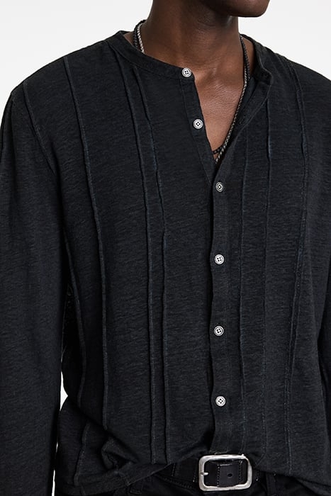 DYCKMAN REGULAR FIT LS BAND COLLAR SHIRT SEAL GREY 3