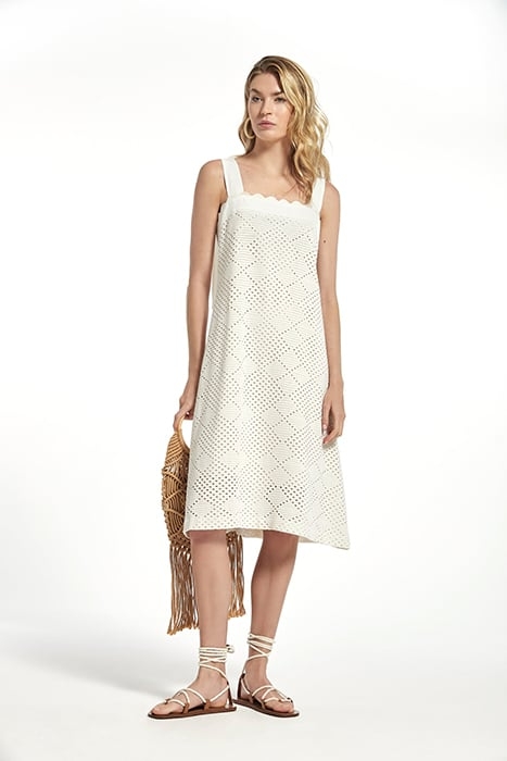 CROCHET EFFECT KNIT ATIOL DRESS ECRU 1