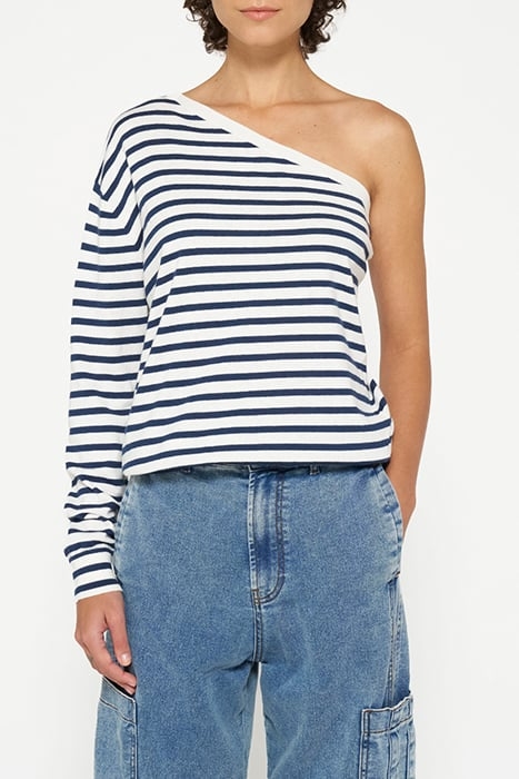 ONE SHOULDER KNIT TOP ECRU/NIGHT SKY 1