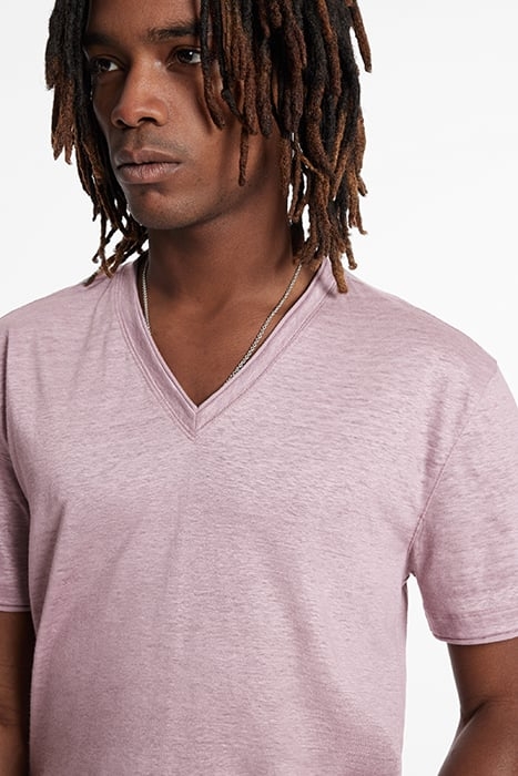 WOOSTER SLIM FIT SS LINEN V-NECK SMK AMETHYST 3