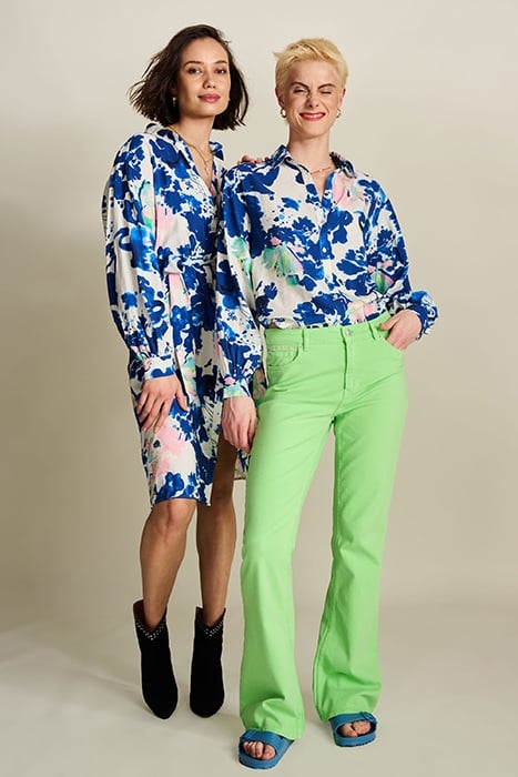 BLOUSE - VIOLET CRANE BIRDS BLUE 3