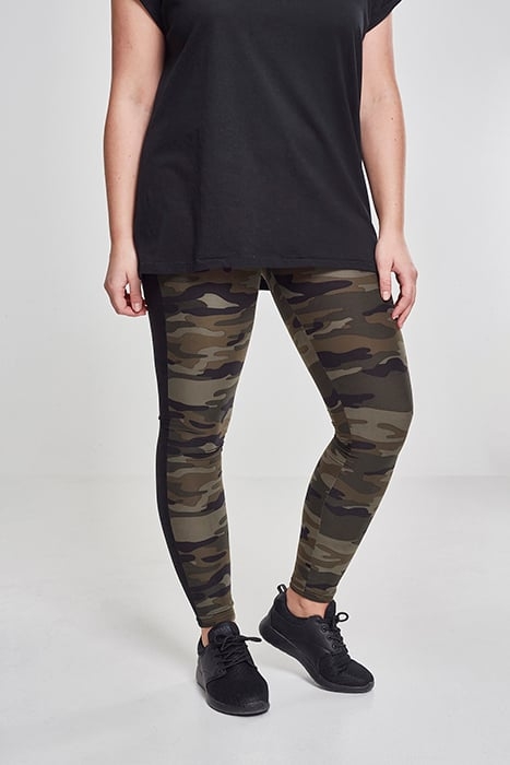 LADIES CAMO STRIPE LEGGINGS WOODCAMO/BLK 1
