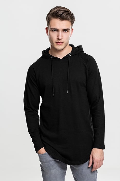 LONG SHAPED TERRY HOODY BLACK 1