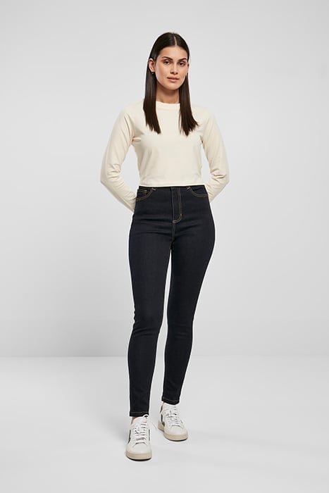 LADIES ORGANIC HIGH WAIST SKINNY JEANS DARKBLUE RAW 3