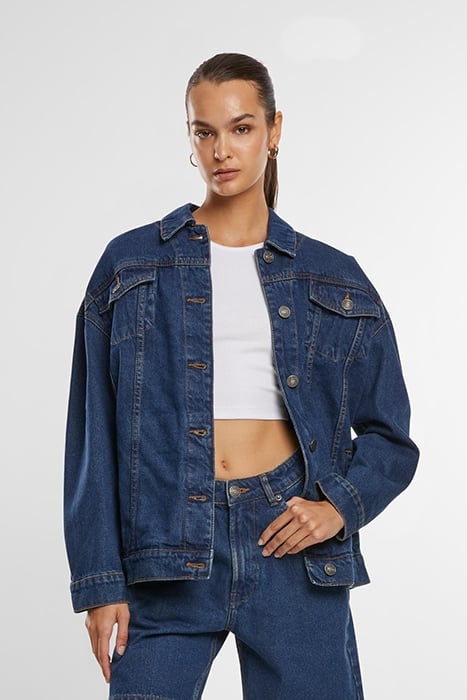 LADIES OVERSIZED 90‘S DENIM JACKET MID INDIGO WASHED 1