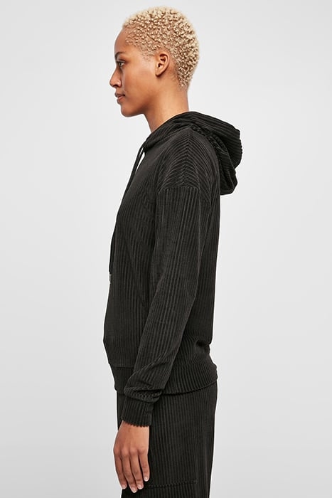 LADIES VELVET RIB HOODY BLACK 6