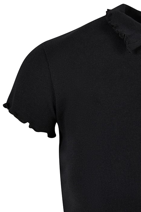 LADIES RIB POLO TEE BLACK 8