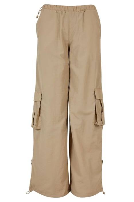 LADIES WIDE CRINKLE NYLON CARGO PANTS CONCRETE 4