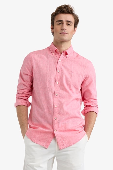COTTON LINEN SHIRT CORAL RED 1