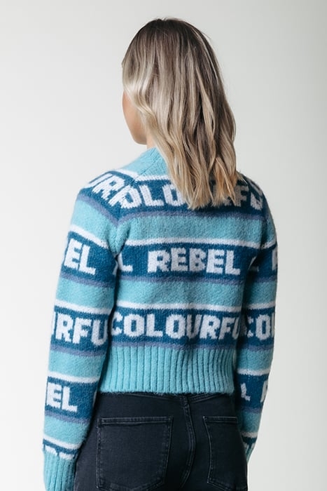 XIMENIA CR INTARSIA KNITTED SWEATER BLUE 2