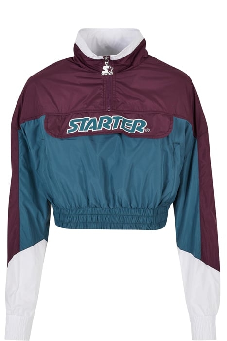 LADIES STARTER COLORBLOCK PULL OVER JACKET DARKVIOLET/TEAL 1