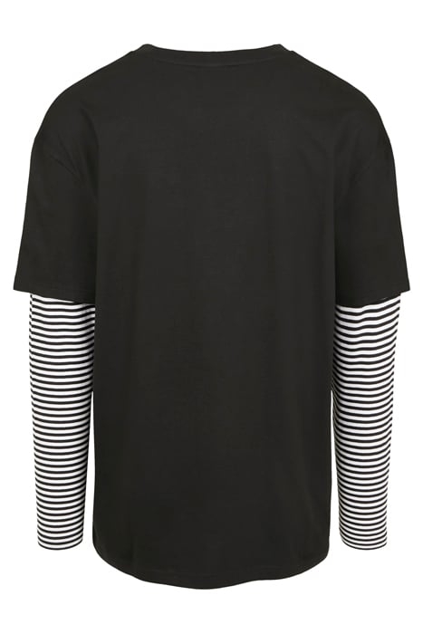 OVERSIZED DOUBLE LAYER STRIPED LS TEE BLACK 5