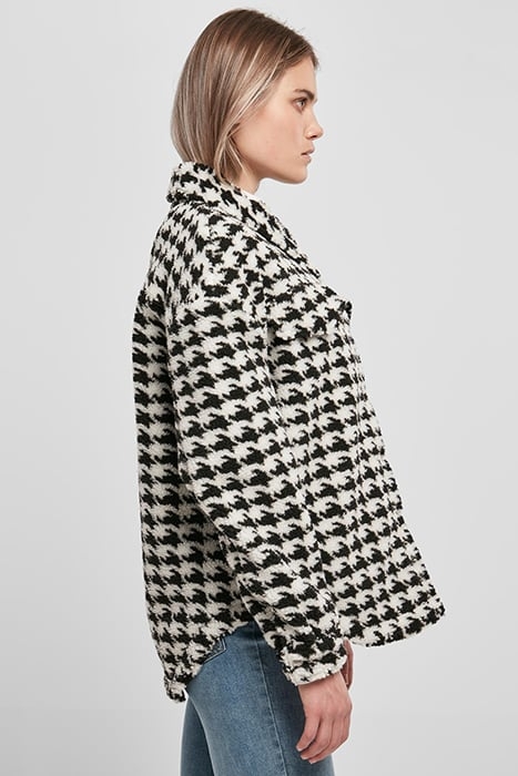 LADIES AOP SHERPA OVERSHIRT BLACKHOUNDSTOOTH 7
