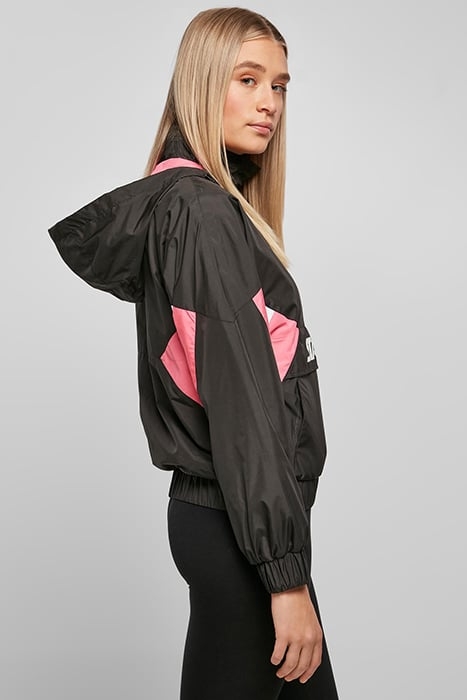 LADIES STARTER COLORBLOCK HALFZIP WINDBREAKER BLACK/PINKGRAP 7