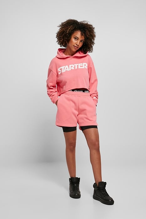 LADIES STARTER CROPPED HOODY PINKGRAPEFRUIT 3