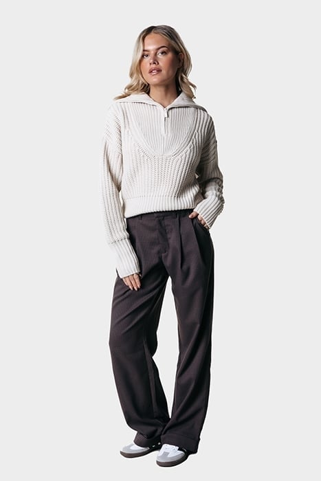 RUS CHECK STRAIGHT PANTS DARK BROWN 1