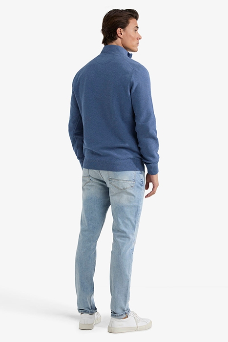 STRUCTURED ZIP MOCK SWEATER VINTAGE BLUE 3