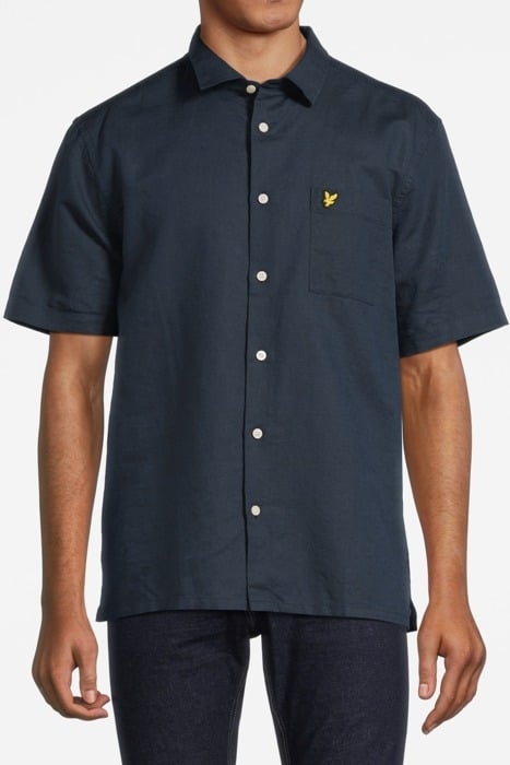 COTTON LINEN SHORT SLEEVE SHIRT DARK NAVY 1