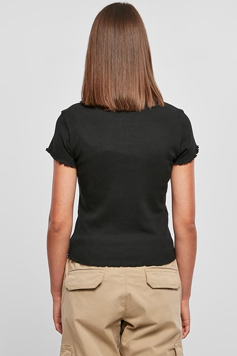 LADIES RIB POLO TEE BLACK 2