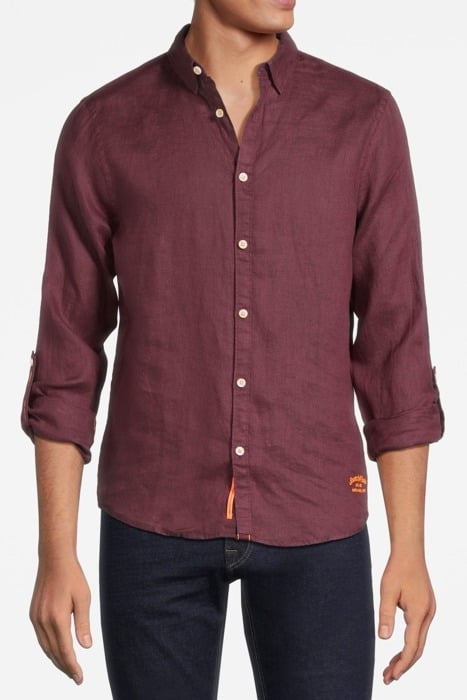 LINEN SHIRT WITH SLEEVE ROLL-UP BERRY WINE 1