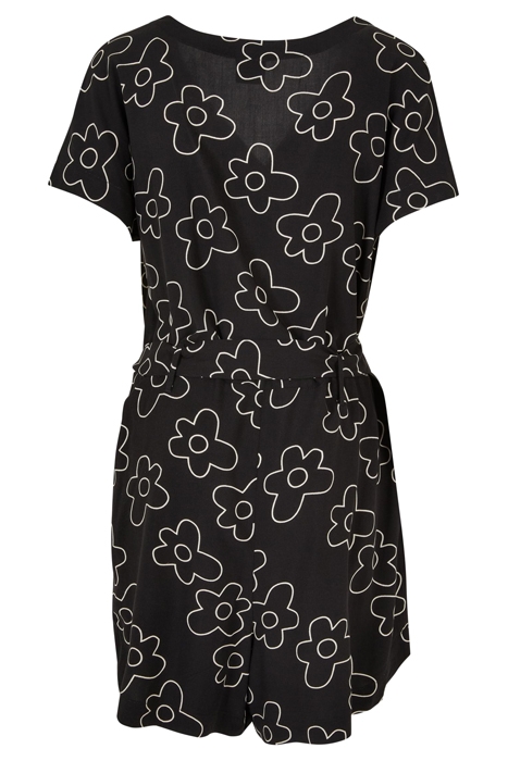 LADIES SHORT VISCOSE BELT JUMPSUIT BLACKFLOWER 5