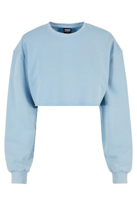 LADIES CROPPED FLOWER EMBROIDERY TERRY CREWNECK BALTICBLUE 4