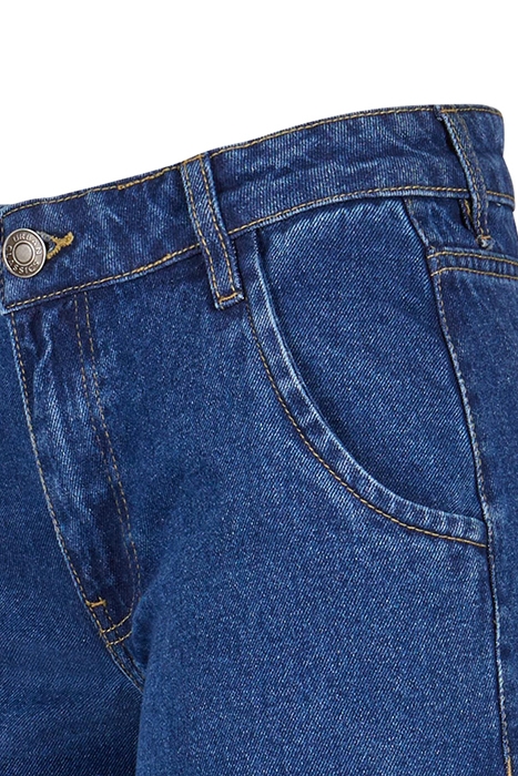 LADIES MID WAIST CARGO DENIM PANTS MID INDIGO WASHED 8