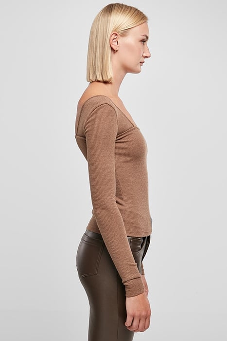 LADIES RIB SQUARED NECKLINE LONGSLEEVE DARKKHAKI 7