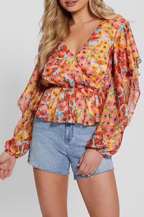 GUESS ECO LS SASKIKA DRAPY TOP BOTANICAL SUNRAYS PR 1