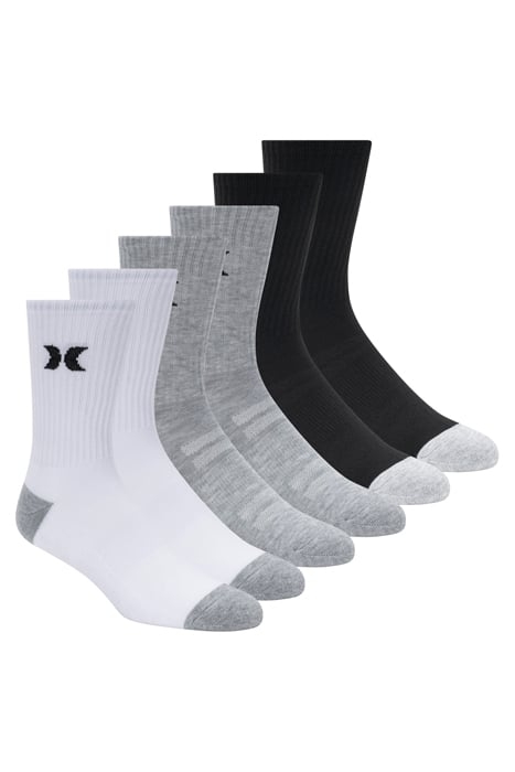 6PK MENS 1/2 TERRY CREW WHITE/MULTI 1