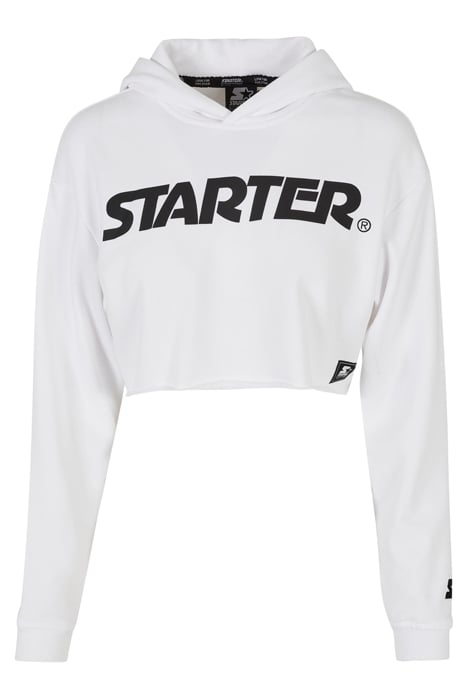 LADIES STARTER CROPPED HOODY WHITE 1