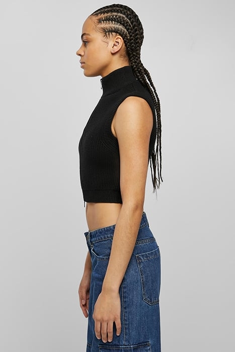 LADIES SHORT KNIT VEST BLACK 6