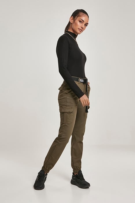 LADIES HIGH WAIST CARGO PANTS OLIVE 3