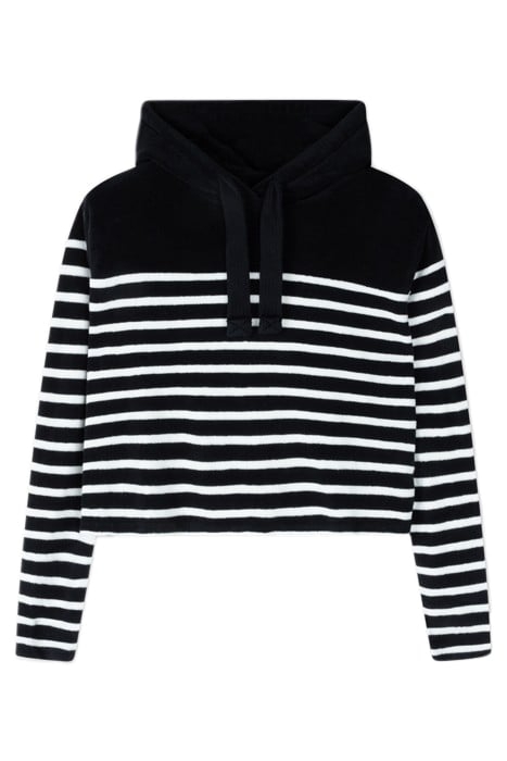 TERRY HOODIE STRIPES BLACK/ECRU 4