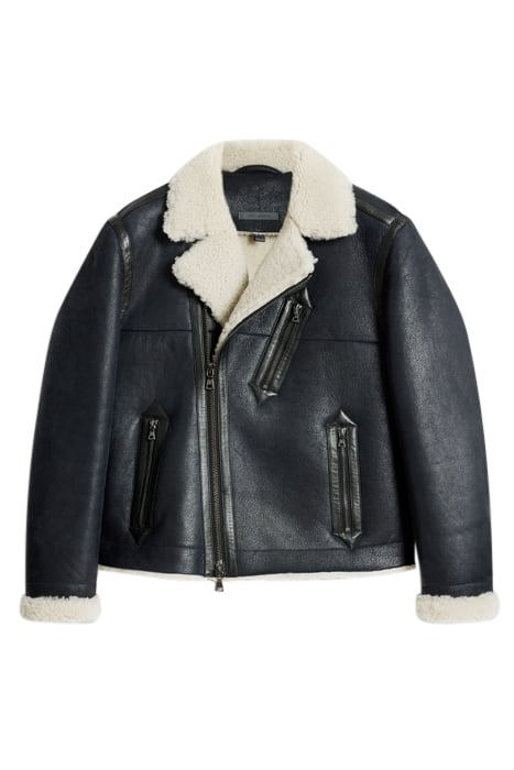 STERLING SHEARLING BIKER JACKET BLACK 2
