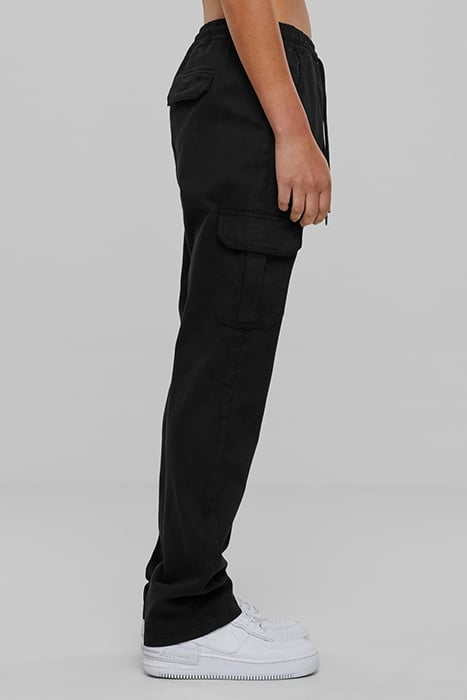 LADIES HIGH WAIST TWILL CARGO PANTS BLACK 7
