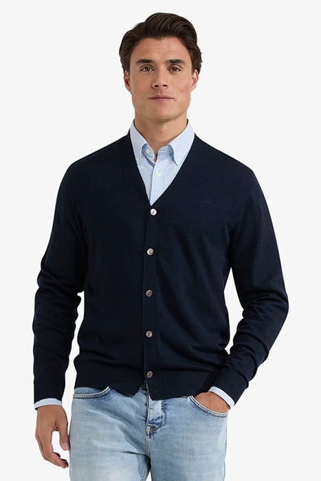 FINE MERINO CLASSIC CARDIGAN NAVY 1