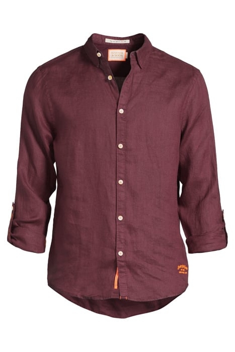 LINEN SHIRT WITH SLEEVE ROLL-UP BERRY WINE 3