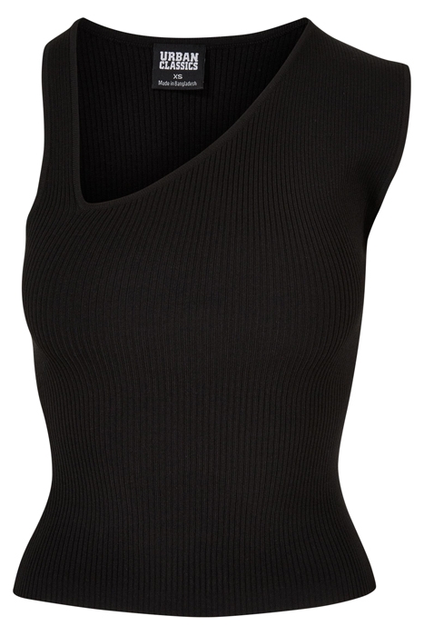 LADIES RIB KNIT ASYMMETRIC TOP BLACK 4