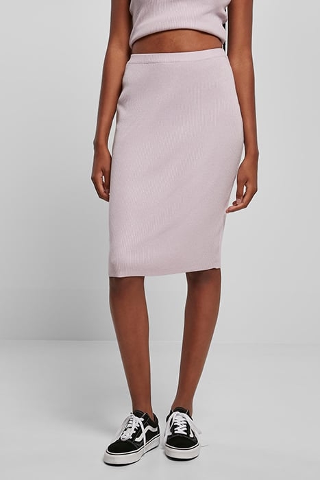 LADIES RIB KNIT MIDI SKIRT LILAC 1