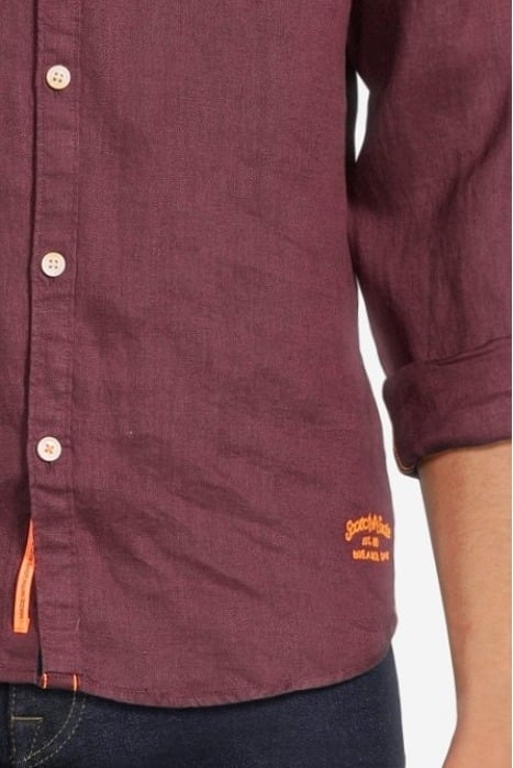 LINEN SHIRT WITH SLEEVE ROLL-UP BERRY WINE 4